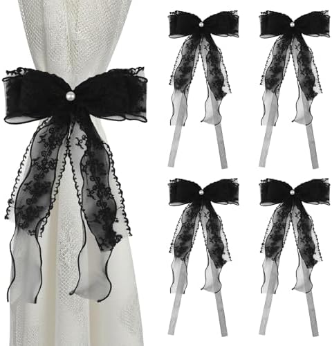 4Pcs Bow Curtain Tiebacks, Elegant Bow Butterfly Curtain Tiebacks by UFURMATE