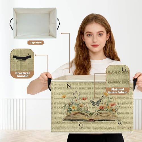 Vintage Book Storage Box Bins, Reading Corner Nook Room Decor, Bookish - Image 2