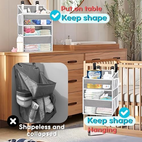 Hanging Diaper Organizer, 2 Tier Hanging Diaper Caddy, Holds 90+ Diapers - Image 2