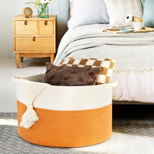 MEGASKET Large Orange Storage Basket, Decorative Dog Kid Toy Box, Big Blanket - Image 4