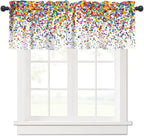 Colorful Polka Dot Valance, Abstract Geometric Confetti Falling Rainbow by JanJCurt