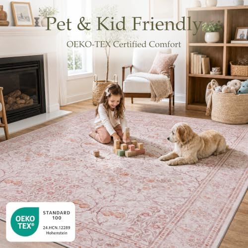 JOLLYVOGUE 5x7 Area Rugs for Living Room, Vintage Washable Rug - Image 3