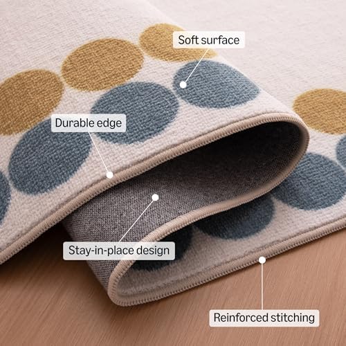 Amazon Basics Kids Printed Area Rug, Machine Washable, Colorful Dots - Image 3
