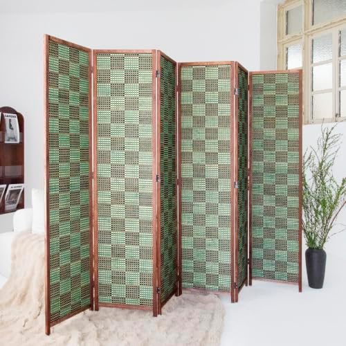 6 Panel Bamboo Room Divider, 5.6 ft Tall Double-Sided Folding Privacy Screen - Image 5