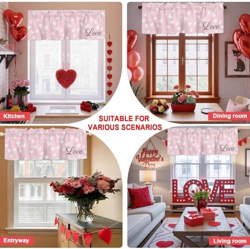 Vandarllin Pink Valentine's Day Kitchen Curtains Valances - Image 6