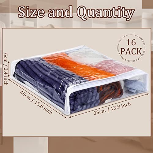 Kingdder 16 Pcs Clear Zippered Storage Bags Plastic Sweater Bag - Image 2