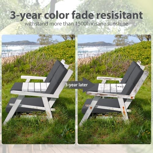 Favoyard Waterproof Outdoor Chair Cushion, Dark Grey - Image 3