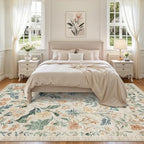8x10 Area Rugs Boho Floral Washable Living Room Rug Neutral Carpet Bedroom - Image 3