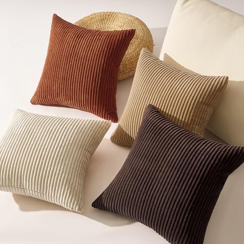Topfinel Beige Brown Gradient Farmhouse Pillow Case 24x24 Decorative Pillow - Image 5