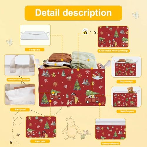 Winnie Theme Christmas Storage Basket, Hamper Winnie Baby Stuff Collapsible - Image 3