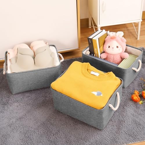 Storage Bins with Sturdy Cotton Handles, Fabric Storage Baskets - Image 3