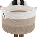 90L Extra Large Blanket Basket, Woven Rope Laundry Basket-Mix Brown by HZFTJOY