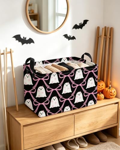 Essme Rectangular Halloween Basket, Ghost Storage Bins Organizer - Image 6