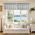 jinchan Linen Boxter Striped Kitchen Valances Blue 50 x 16 inch 2 Panels - Image 3