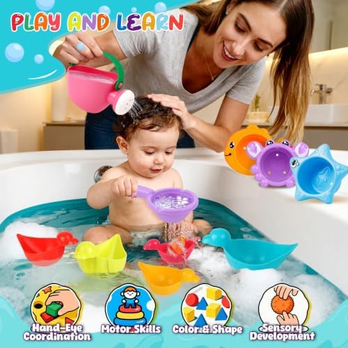 10 Pcs Bath Toys for Kids Ages 1-3, Bathtub & Pool Water Toys for Toddlers 1-3 - Image 2