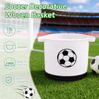 Large Soccer Woven Laundry Basket Hamper-Cotton Rope Storage Basket - Image 4
