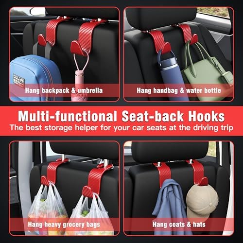 4-Pack Car Headrest Hooks Holds 55lbs Seat Storage Organizer - Image 4