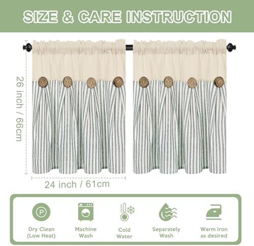 ASPMIZ Farmhouse Kitchen Curtains 24 Inch Length, 2 Panels - Image 6
