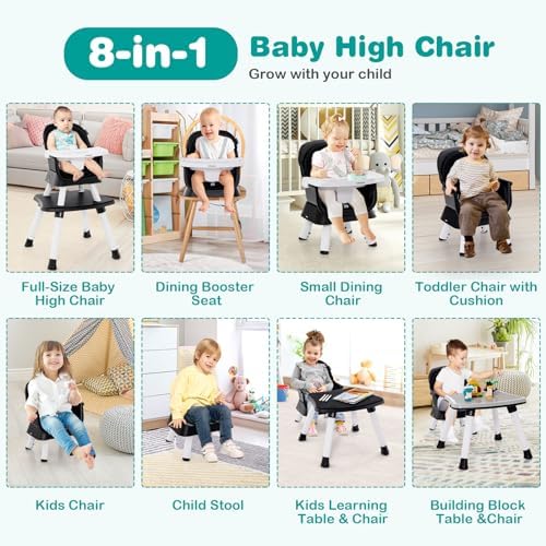 BABY JOY Baby High Chair, 8 in 1 Convertible Highchair - Image 2