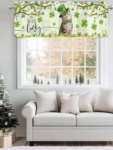 Vandarllin Lucky Cat St. Patrick's Day Kitchen Curtains Valances - Image 4