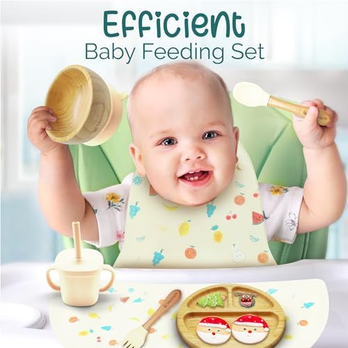 TEAMKO® Silicone Baby Feeding Set: Bamboo Baby Plate and Bowl, Cup & Placemat - Image 6