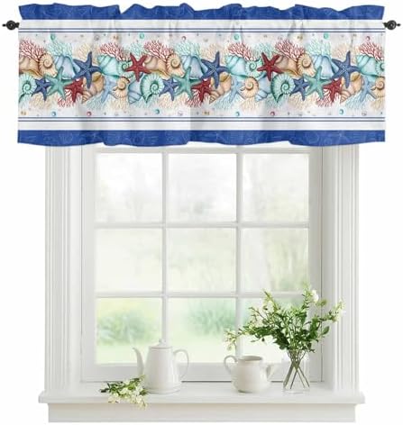 Vandarllin Coastal Beach Kitchen Curtains Valances by VandarllinHomeKitchenDecor
