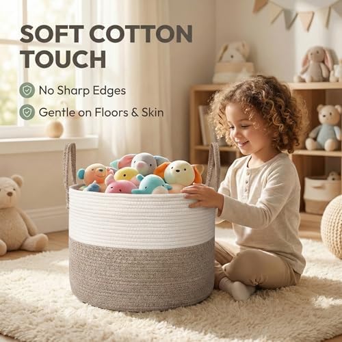 JMvicyroam 65L Extra Large Machine Washable Cotton Rope Blanket Basket - Image 4