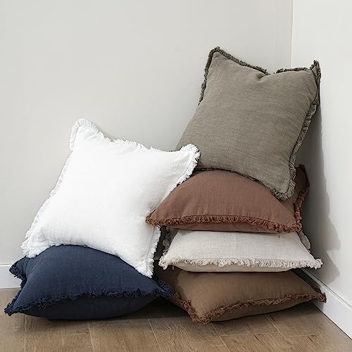 Foindtower Decorative Linen Fringe Lumbar Throw Pillow Covers Cozy Boho - Image 5