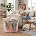 115L Extra Large Pink Woven Cotton Rope Basket - Image 4