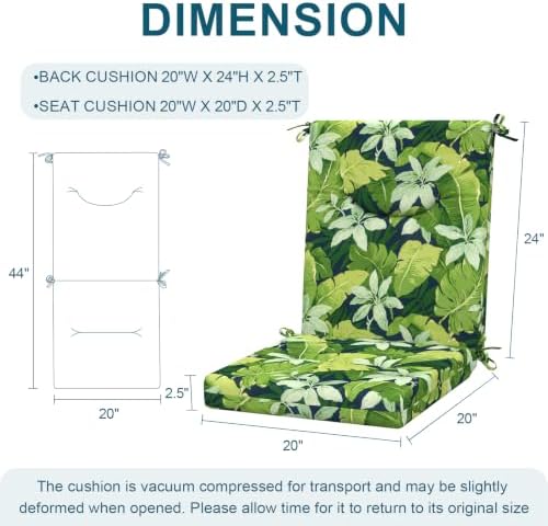 DYTXIII Outdoor High Back Chair Cushions Set of 2, 44x20 in Water Repellent - Image 3