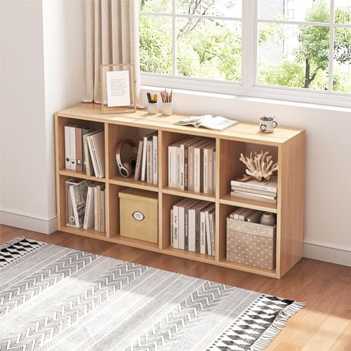 NELYE 8 Cube Organizer Bookcase Oak Open Shelf by NELYE