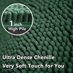 Green Bathroom Rug Chenille 3-Piece Extra Soft and Absorbent Shag Bath Mat Set - Image 5