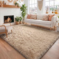 Amdrebio Beige Boho Fluffy Kids Area Rug 4x6 by Amdrebio