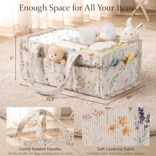Corduroy Baby Diaper Caddy Organizer - Image 2