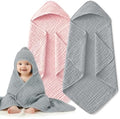 Muslin Hooded Baby Towels 2 Pack, 100% Cotton Baby Bath Towels by Unknown