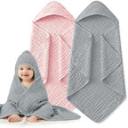 Muslin Hooded Baby Towels 2 Pack, 100% Cotton Baby Bath Towels by Unknown