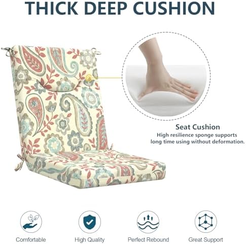 DYTXIII Outdoor High Back Chair Cushions Set of 2, 44x20 in Water Repellent - Image 5