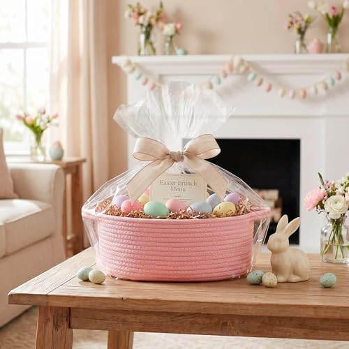 Pink Basket for Gifts Empty, Empty Gift Basket for Birthday, Valentines - Image 3