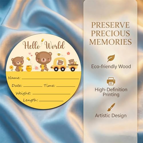 Birth Announcement Sign Baby Name Nursery Decor Hello World - Image 6