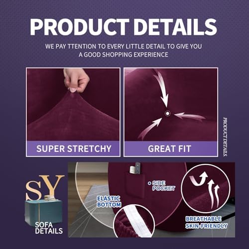 ZNSAYOTX Stretch Velvet Recliner Cover 4-Pieces, Thick Soft Recliner Chair - Image 3