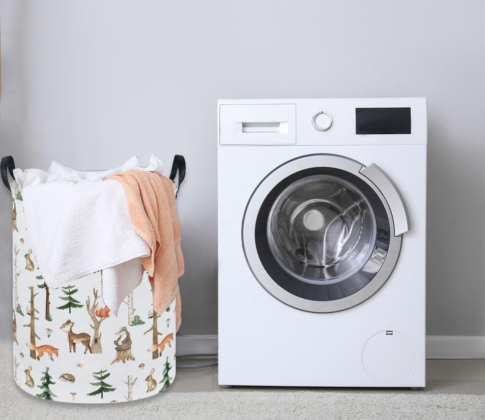 Kids Laundry Hamper, Animal Laundry Basket Collapsible Woodland Storage Baskets - Image 6