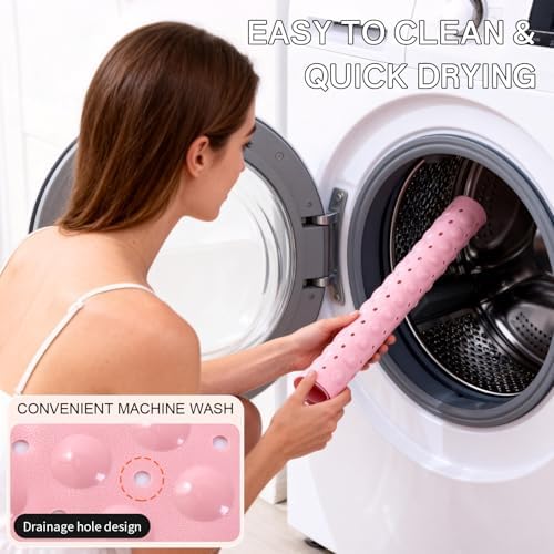 Anti-Slip Bathtub Shower Mat 21×21 Inch Opaque Pink - Image 7