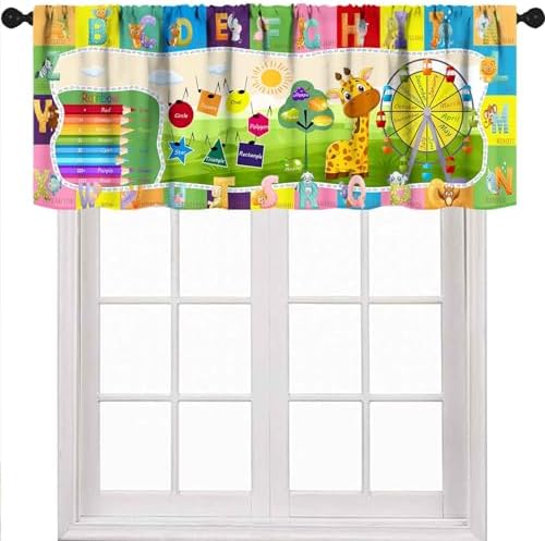 School Curtains Valance, Colorful Learning Tools Back to Classroom Short by Unknown