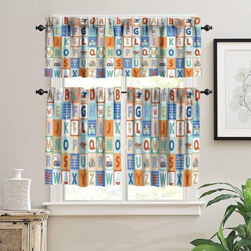 Kids Alphabet Window Valance, Cartoon Alphabet Animals Learning Daycare - Image 3