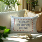 Be Silly Be Honest Be Kind Blue Striped Pillow Cover 20x12, Retro Boys Girls - Image 3
