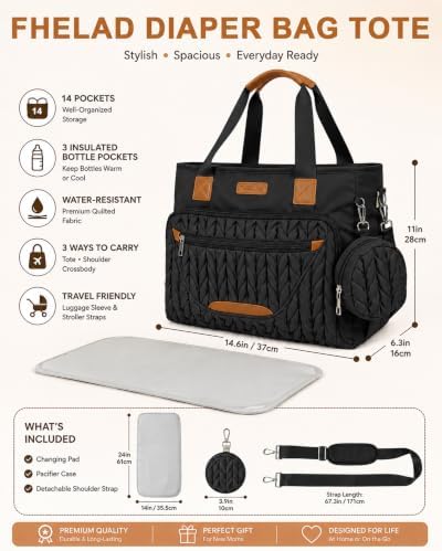 FHELAD Diaper Bag Tote for Women, Baby Diaper Bag Set - Image 2