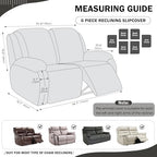 vctops 6 Pieces Geometric Jacquard Plush Recliner Loveseat Slipcovers Soft - Image 2