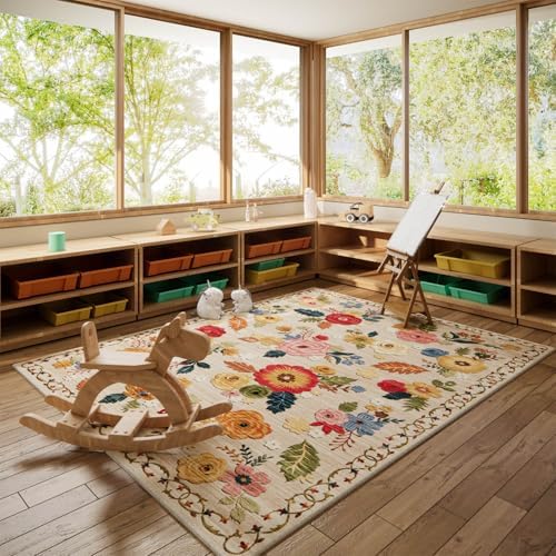 9x12 Area Rugs for Living Room: Washable Rug Non Slip Low Pile Soft Carpet - Image 4