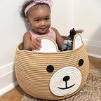 CherryNow Large Baby Basket for Gifts Empty, Cute Bear Design - Image 2