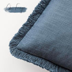 Foindtower Decorative Linen Fringe Throw Pillow Covers 18×18 Inch, Dark Blue - Image 3